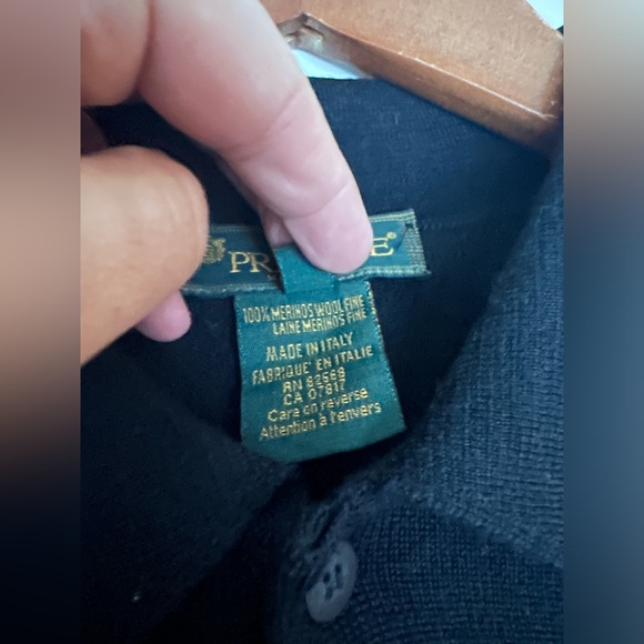 PRINCIPE Italian Merino Wool Fine Mens Sz XL /54 Sweater Shirt black - Picture 2 of 10